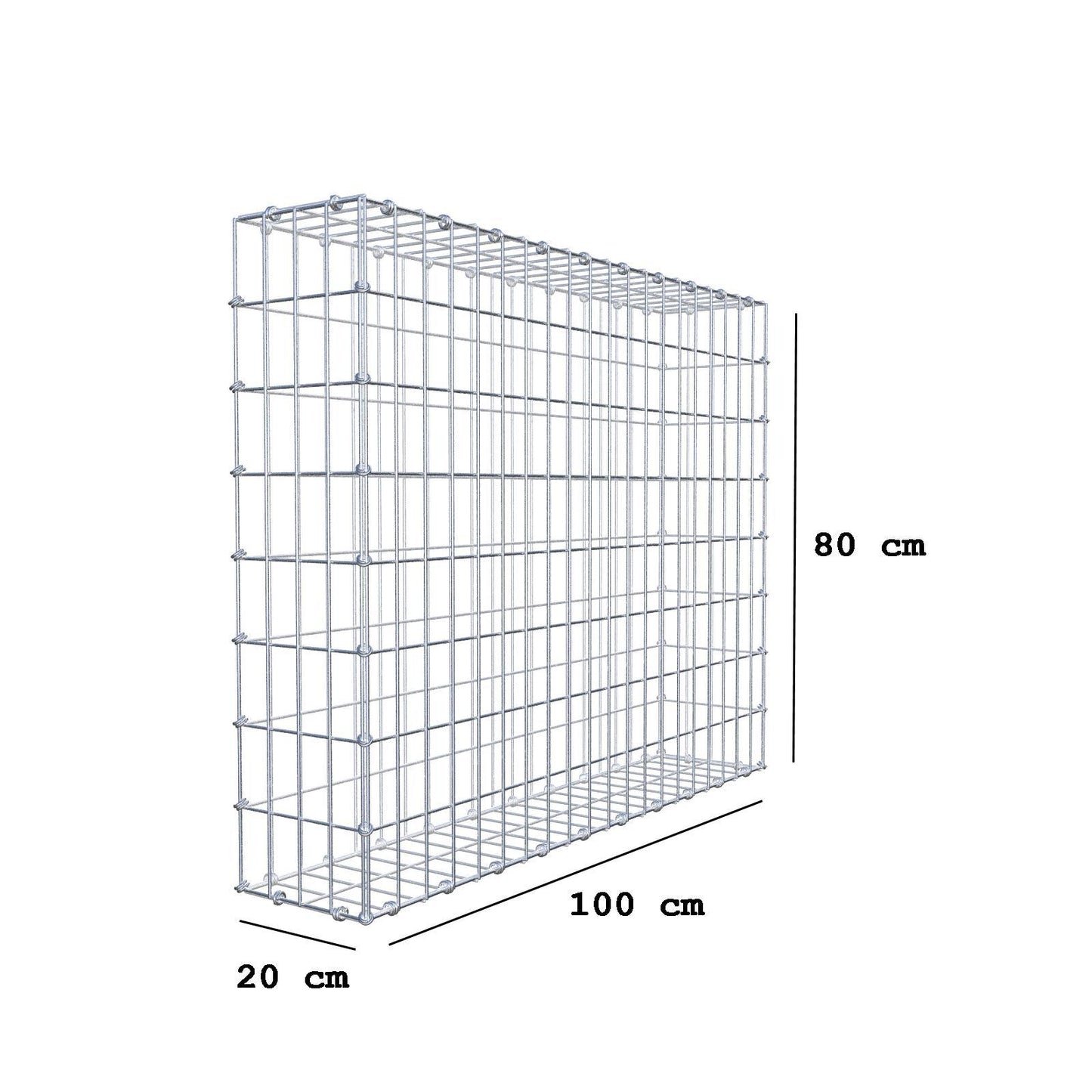 Schanskorf 100 cm x 80 cm x 20 cm (L x H x D), maaswijdte 5 x 10 cm, spiraalring