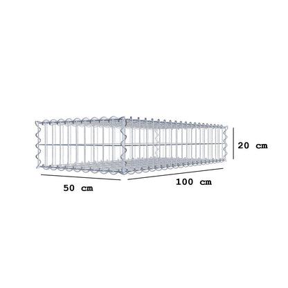Schanskorf 100 cm x 20 cm x 50 cm (L x H x D), maaswijdte 5 cm x 10 cm, spiraalvormig
