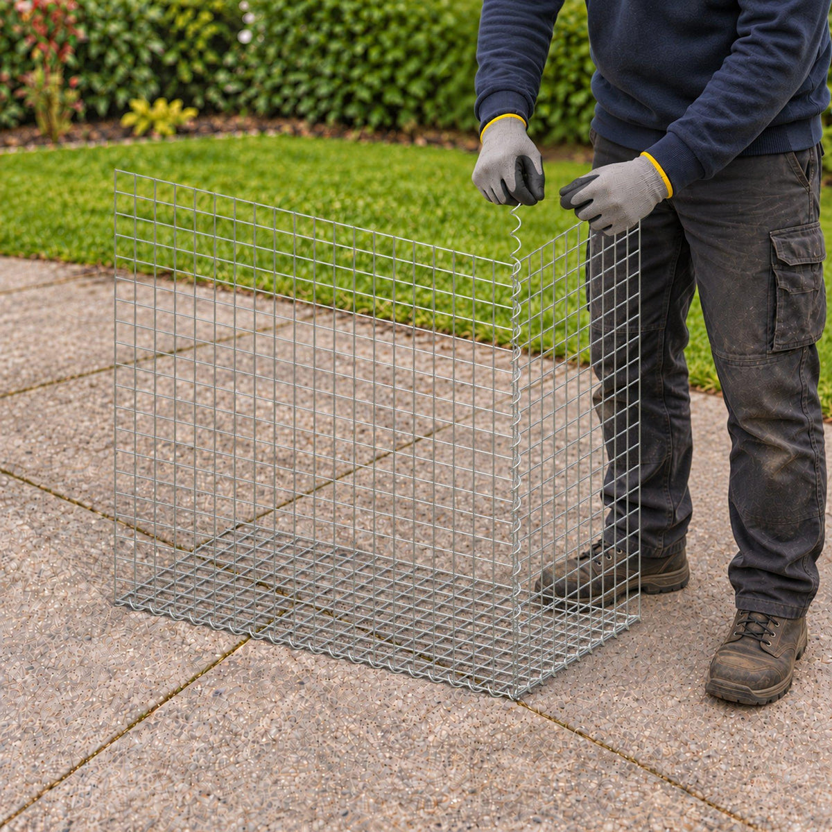 Gabion 100 cm x 100 cm x 50 cm (L x H x P), mailles 5 cm x 5 cm, spirale