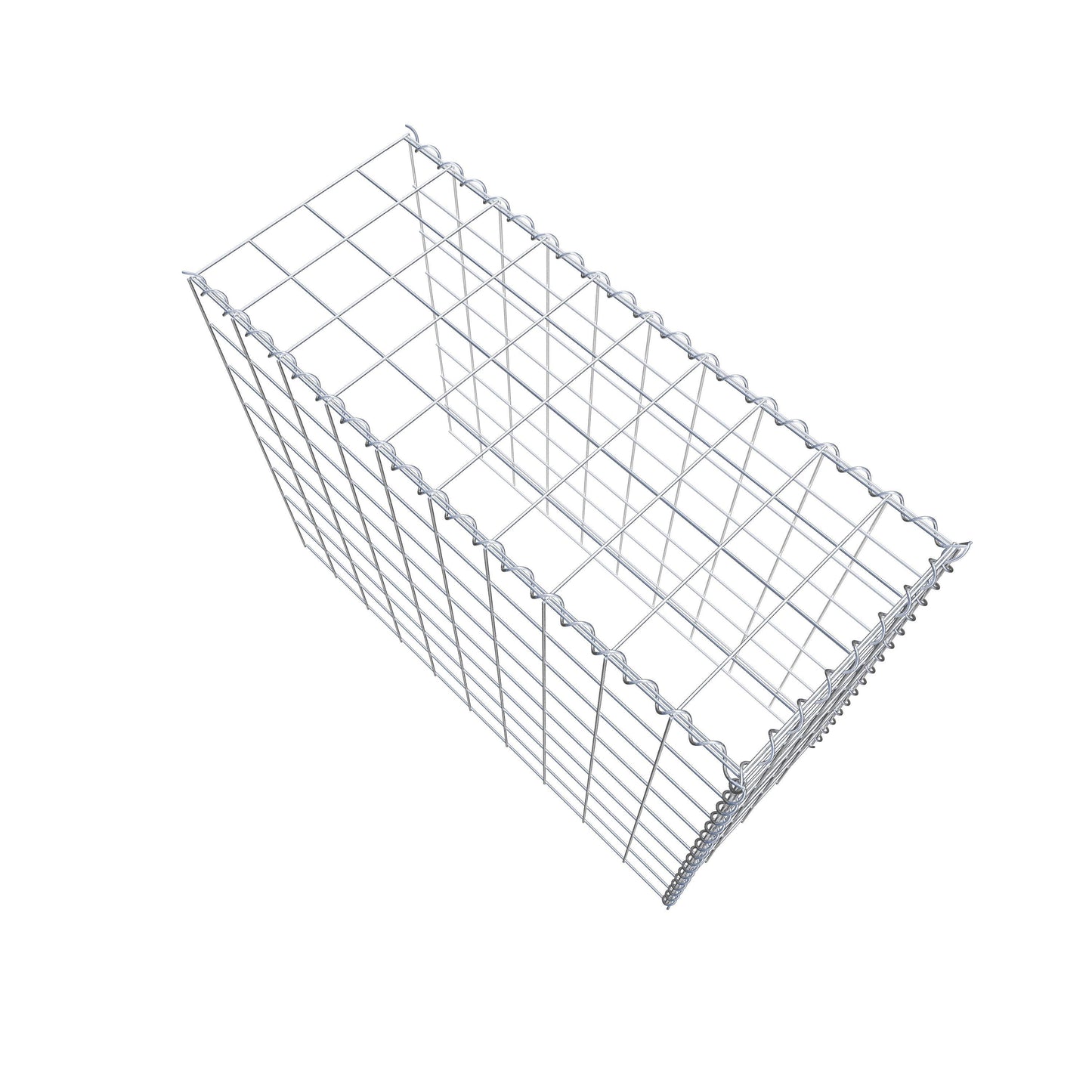 Opbouw schanskorf type 4 100 cm x 80 cm x 40 cm (L x H x D), maaswijdte 10 cm x 10 cm, spiraal