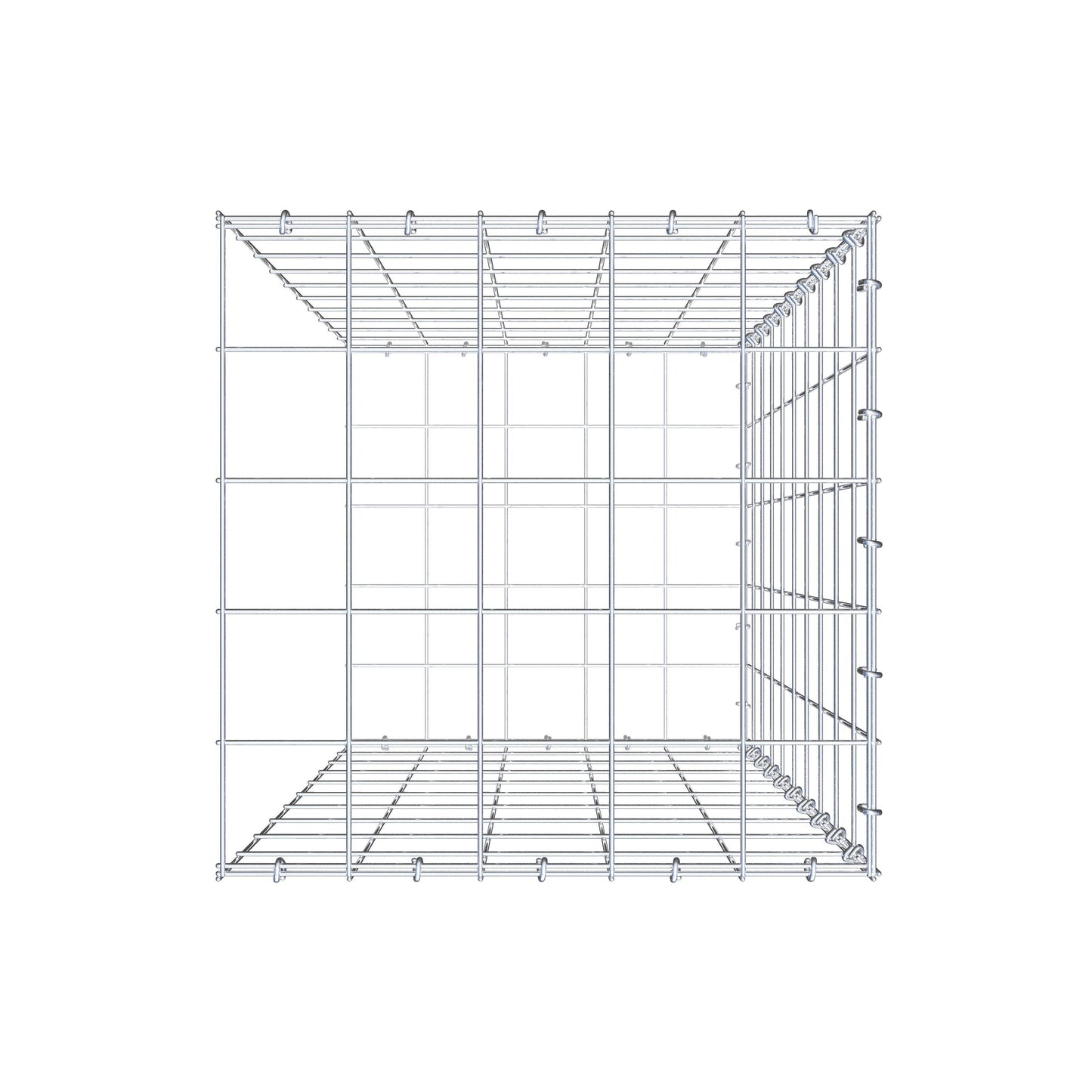 Bevestigbare schanskorf type 2 100 cm x 50 cm x 50 cm (L x H x D), maaswijdte 10 cm x 10 cm, C-ring