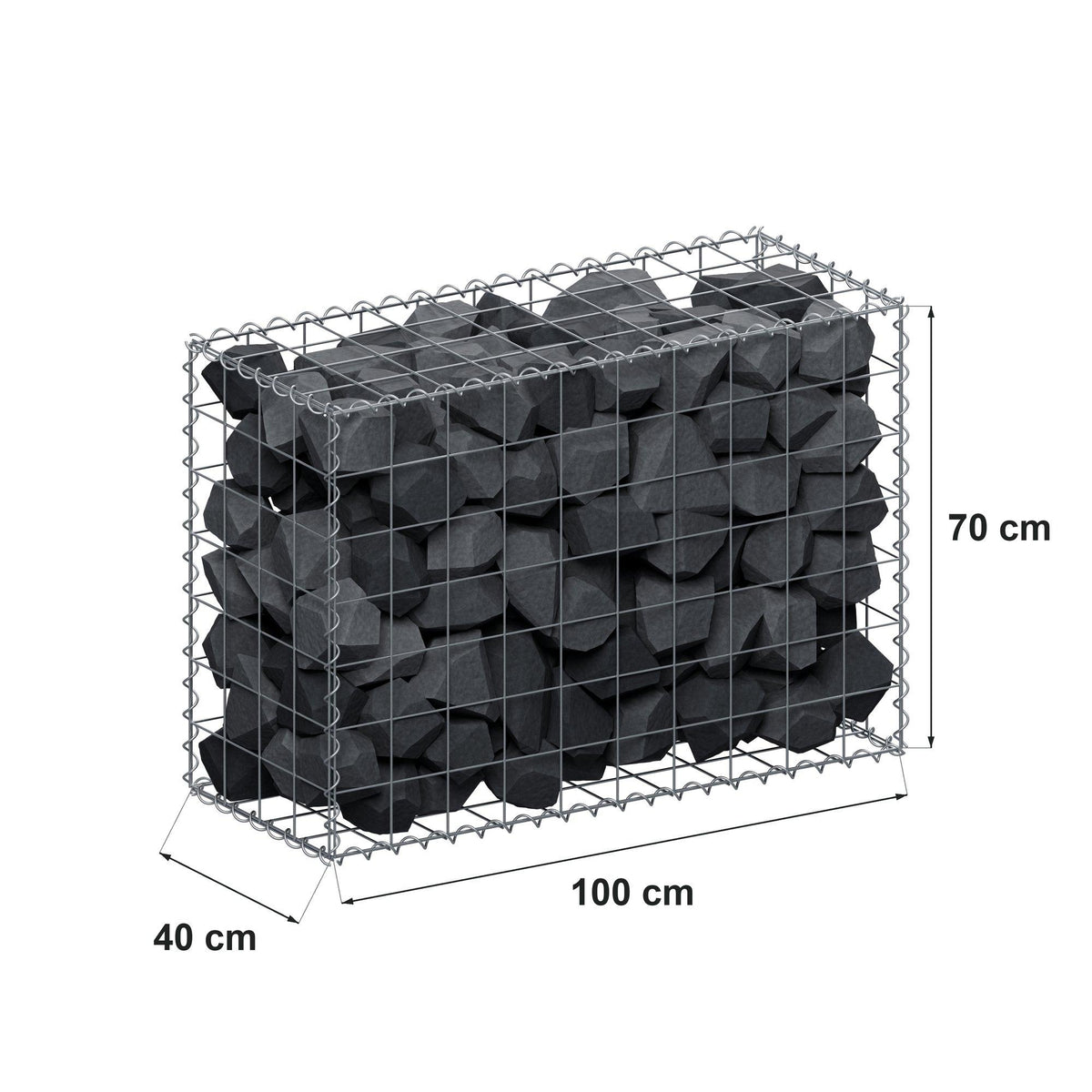 Gabion 100 cm x 70 cm x 40 cm (L x H x P), mailles 10 cm x 10 cm, spirale