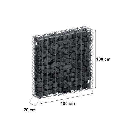Gabion 100 cm x 100 cm x 20 cm (L x H x D), maskstorlek 5 cm x 10 cm, spiral