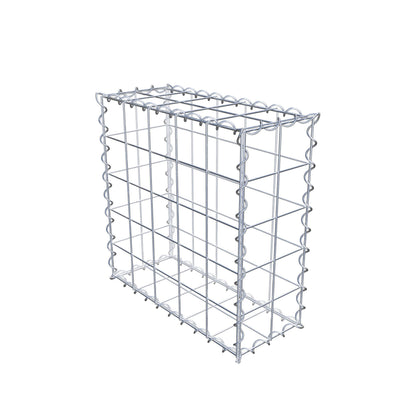 Schanskorf 50 cm x 50 cm x 20 cm (L x H x D), maaswijdte 10 cm x 10 cm, spiraalvormig