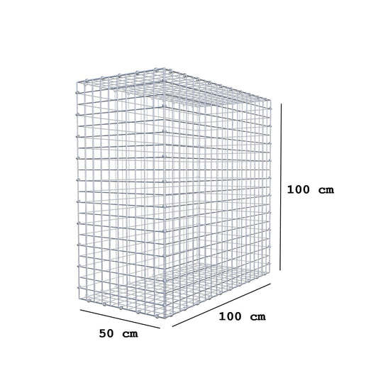Gabion 100 cm x 100 cm x 50 cm (L x H x D), maskstorlek 5 x 5 cm, spiralring