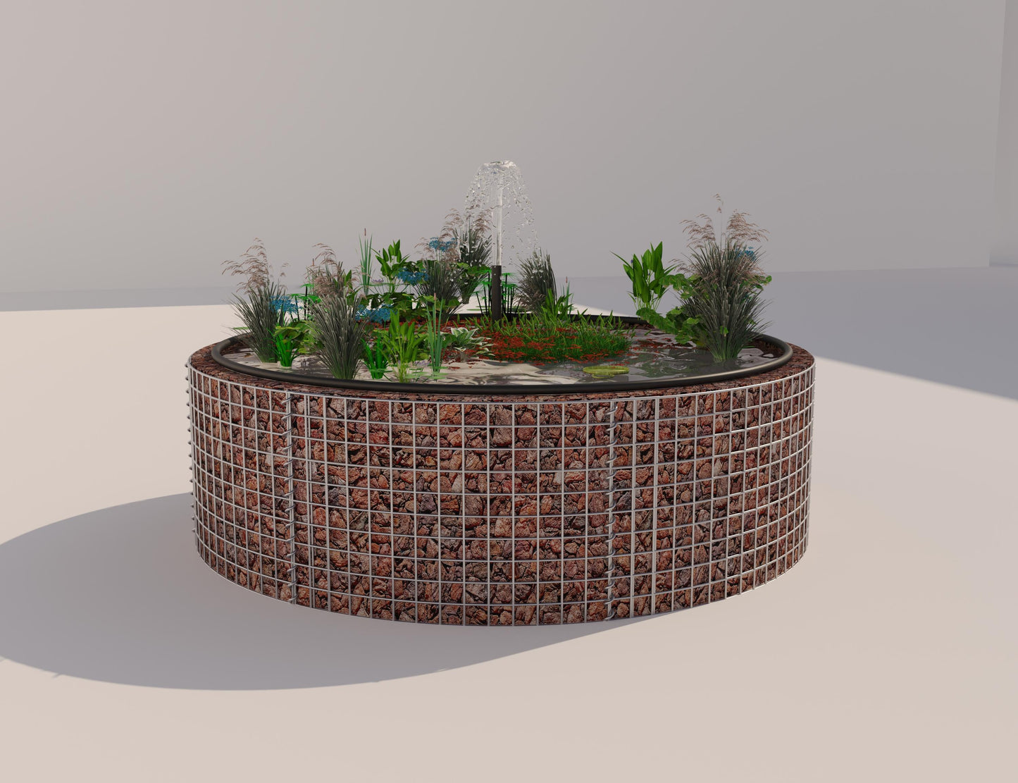 Gabion-dam, rund, ydre diameter 172 cm, højde 50 cm, maskestørrelse 5 x 5 cm, vægtykkelse 15 cm