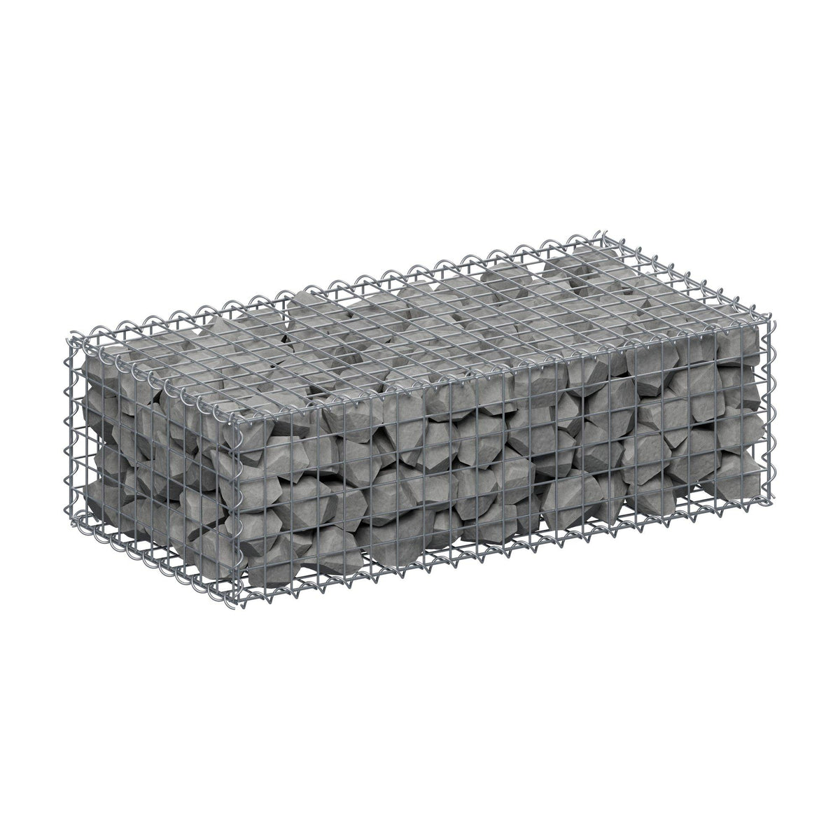 Gabião 100 cm x 30 cm x 50 cm (C x A x P), malhagem 5 cm x 5 cm, espiral