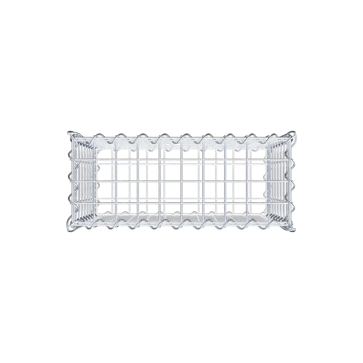 Schanskorf 50 cm x 40 cm x 20 cm (L x H x D), maaswijdte 5 cm x 5 cm, spiraalvormig