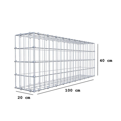 Gabion 100 cm x 40 cm x 20 cm (L x H x D), maskestørrelse 5 x 10 cm, spiralring