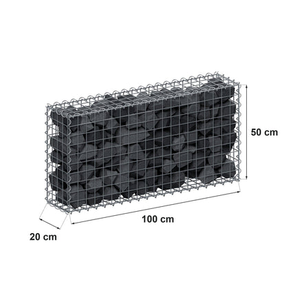 Schanskorf 100 cm x 50 cm x 20 cm (L x H x D), maaswijdte 5 cm x 5 cm, spiraalvormig