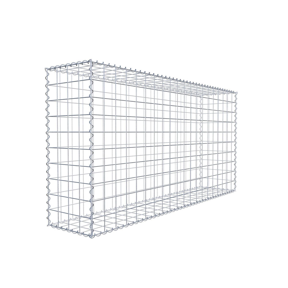 Schanskorf 200 cm x 100 cm x 40 cm (L x H x D), maaswijdte 10 cm x 10 cm, spiraalvormig