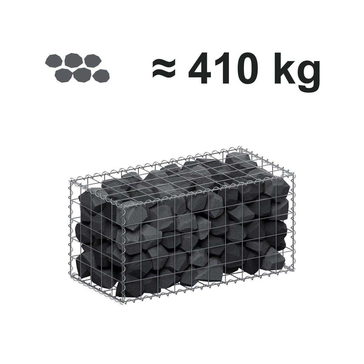 Gabion 100 cm x 50 cm x 50 cm (L x H x D), maskstorlek 10 cm x 10 cm, spiral