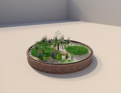 Gabion verhoogde vijver rond, buitendiameter 502 cm, hoogte 50 cm, maaswijdte 5 x 5 cm, wanddikte 15 cm
