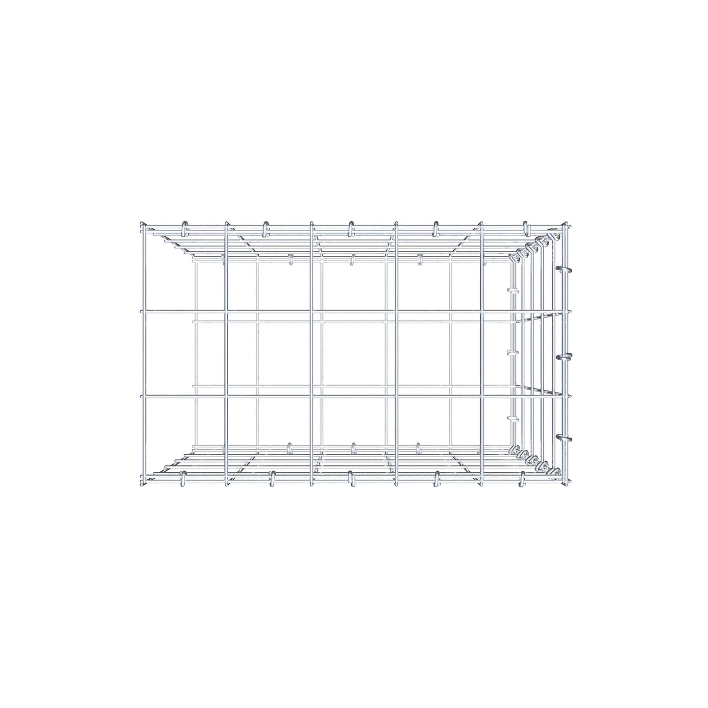 Bevestigbare schanskorf type 2 50 cm x 50 cm x 30 cm (L x H x D), maaswijdte 10 cm x 10 cm, C-ring