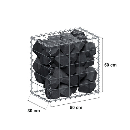 Gabion 50 cm x 50 cm x 30 cm (L x H x P), mailles 10 cm x 10 cm, spirale