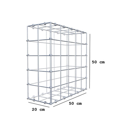 Gabião 50 cm x 50 cm x 20 cm (C x A x P), malhagem 10 x 10 cm, anel espiral