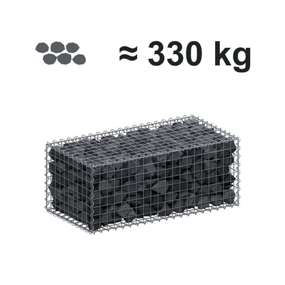 Schanskorf 100 cm x 40 cm x 50 cm (L x H x D), maaswijdte 5 cm x 5 cm, spiraalvormig