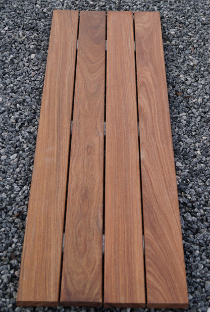 Havebænk med 2 gabioner - Cumaru-træ, 200 cm lang x 60 cm høj x 37 cm dyb, galvaniseret, MW 5 x 5 cm