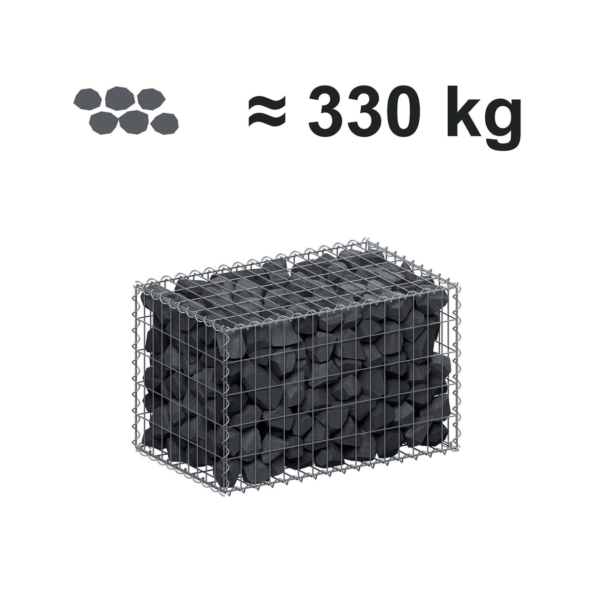 Gabione 80 cm x 50 cm x 50 cm (L x H x T), Maschenweite 5 cm x 10 cm, Spirale