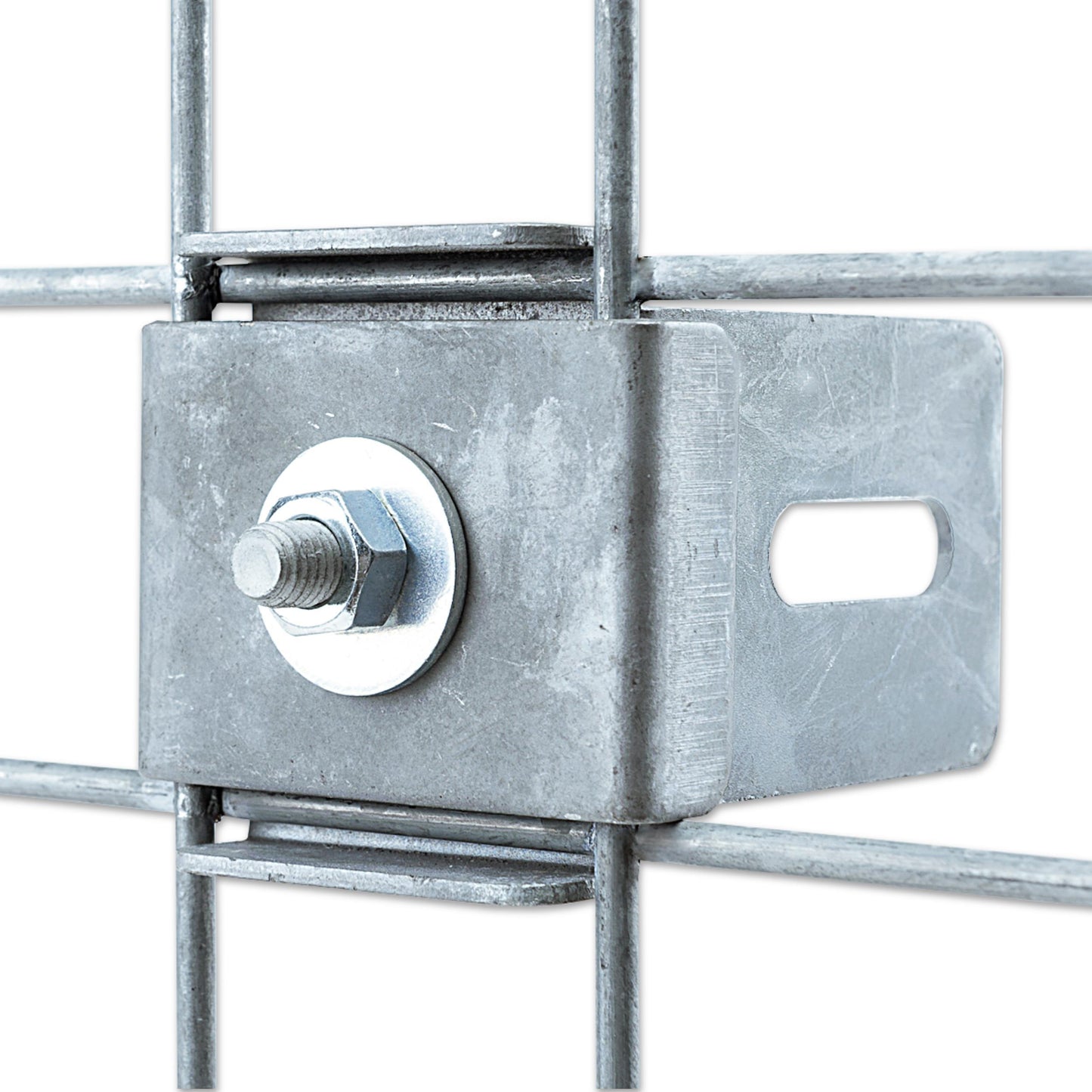 Morsetto con supporto per recinzione Larghezza rete 5 cm x 5 cm, zincato