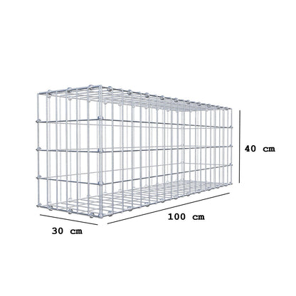 Gabione 100 cm x 40 cm x 30 cm (L x H x T), Maschenweite 5 x 10 cm, Spiralring