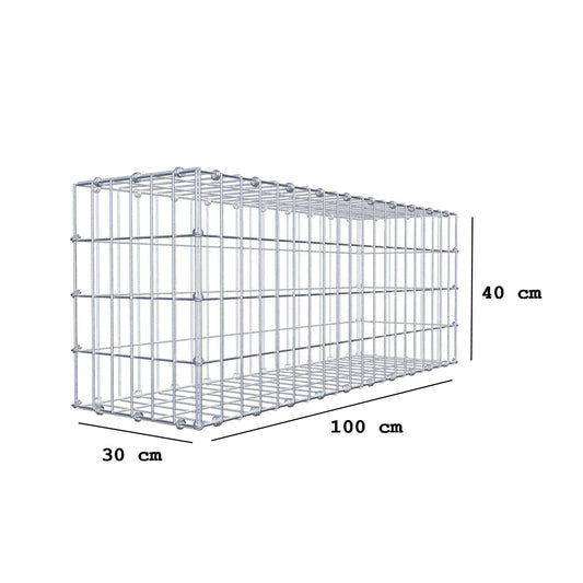 Gabione 100 cm x 40 cm x 30 cm (L x H x T), Maschenweite 5 x 10 cm, Spiralring