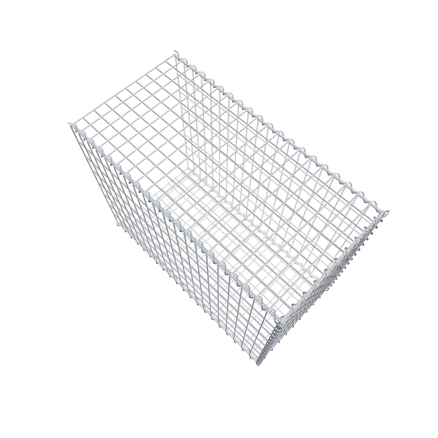 Opbouw schanskorf type 2 100 cm x 80 cm x 50 cm (L x H x D), maaswijdte 5 cm x 10 cm, spiraalvormig