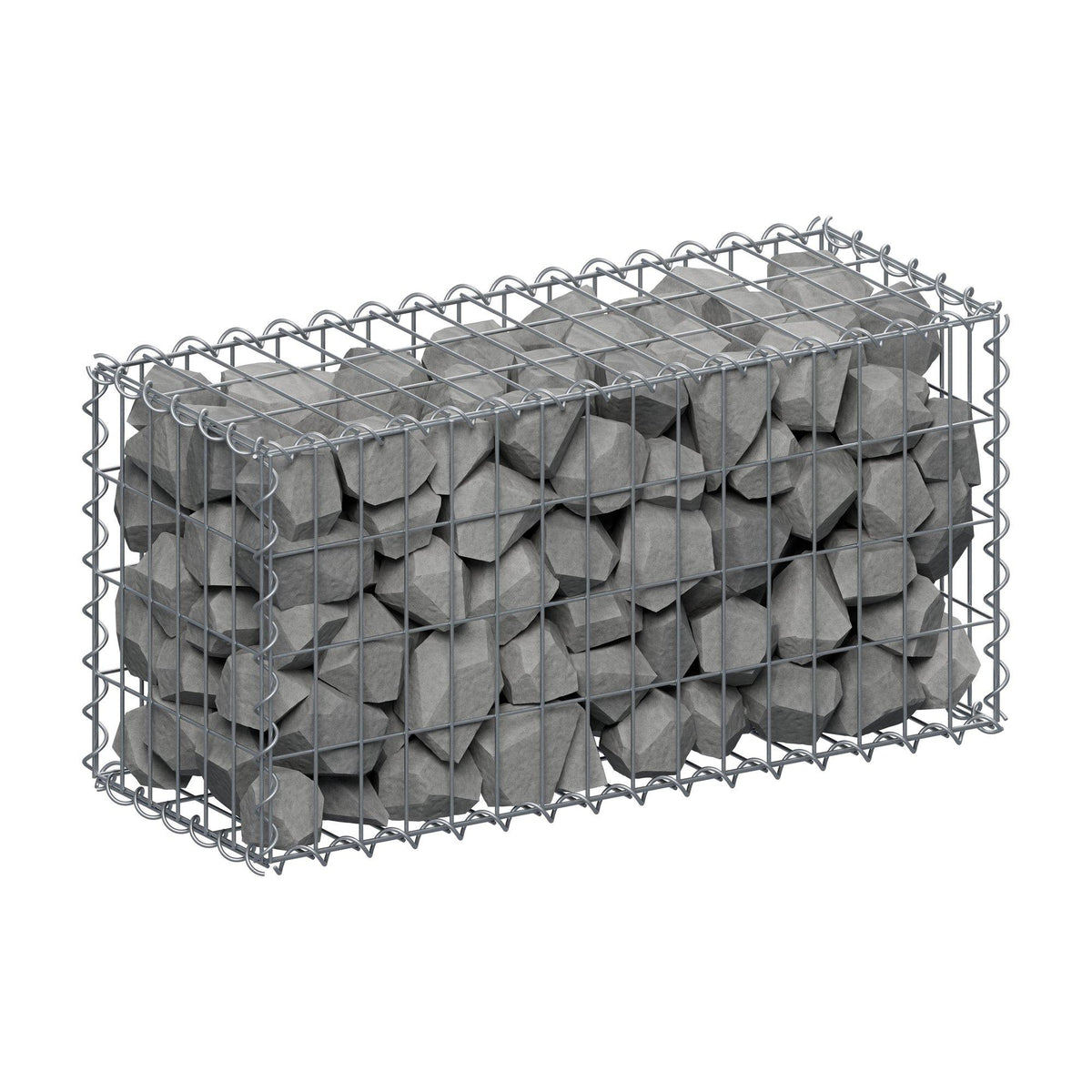 Gabion 80 cm x 40 cm x 30 cm (L x H x D), maskestørrelse 5 cm x 10 cm, spiral