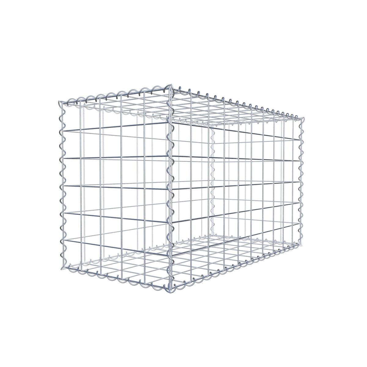 Schanskorf 100 cm x 60 cm x 50 cm (L x H x D), maaswijdte 10 cm x 10 cm, spiraalvormig