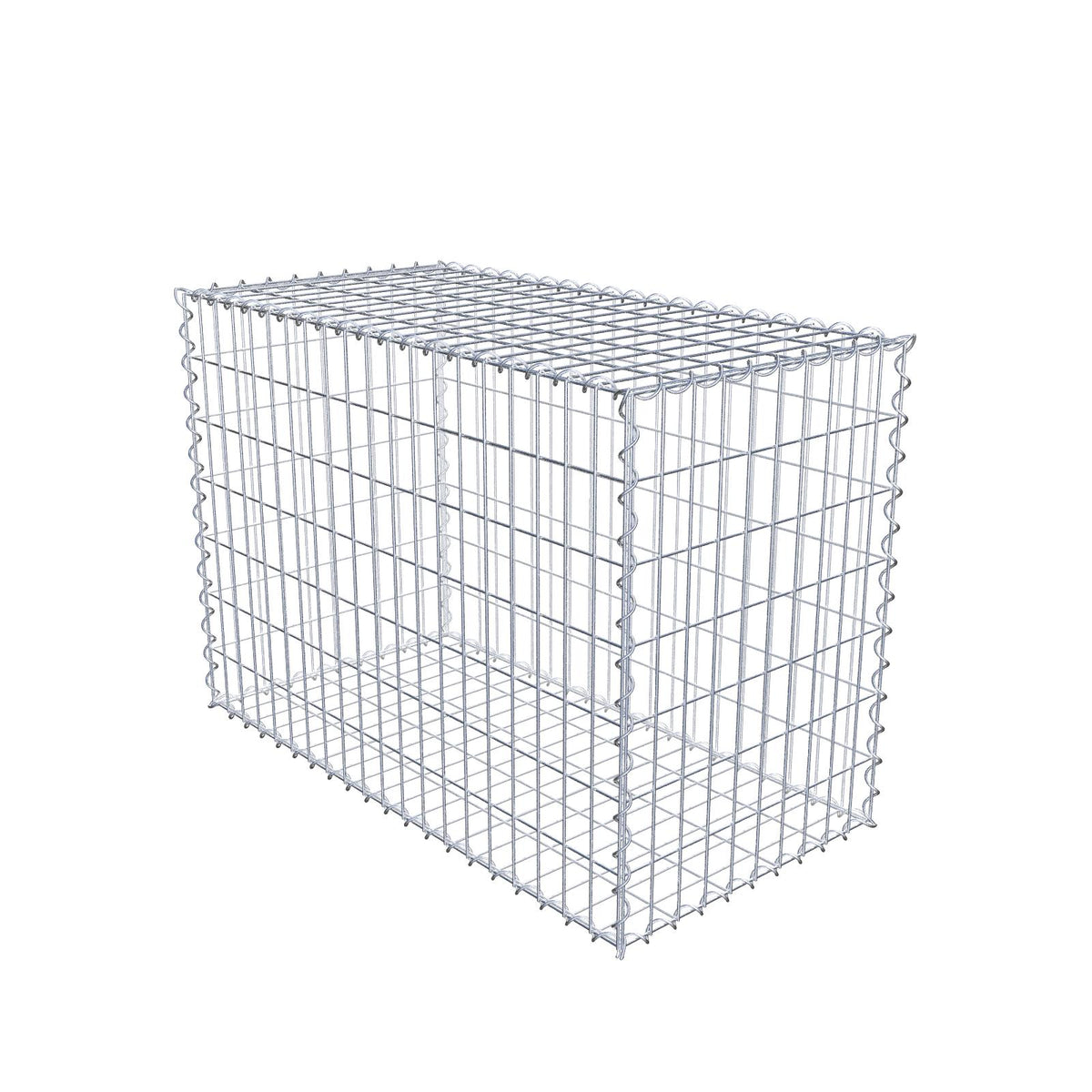 Gabião 100 cm x 70 cm x 50 cm (C x A x P), malhagem 5 cm x 10 cm, espiral