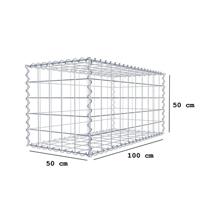 Gabion 100 cm x 50 cm x 50 cm (L x H x D), maskstorlek 10 cm x 10 cm, spiral