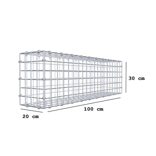 Gabion 100 cm x 30 cm x 20 cm (L x H x D), mesh size 5 x 5 cm, spiral ring