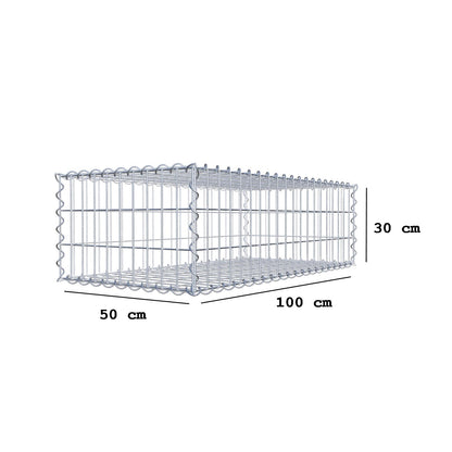 Gabbione 100 cm x 30 cm x 50 cm (L x H x P), maglia 5 cm x 10 cm, spirale