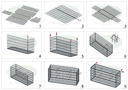 2er Set Gabionen 100 cm x 50 cm x 20 cm (L x H x T), Maschenweite 5 x 10 cm, Spirale