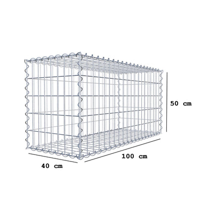 Juego de 2 gaviones de 100 cm x 50 cm x 40 cm (largo x alto x fondo), malla de 5 x 10 cm, en espiral
