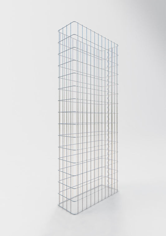 Comprimento da cerca de gabião 62 cm, altura 200 cm, profundidade 22 cm, tamanho da malha 5 x 10 cm