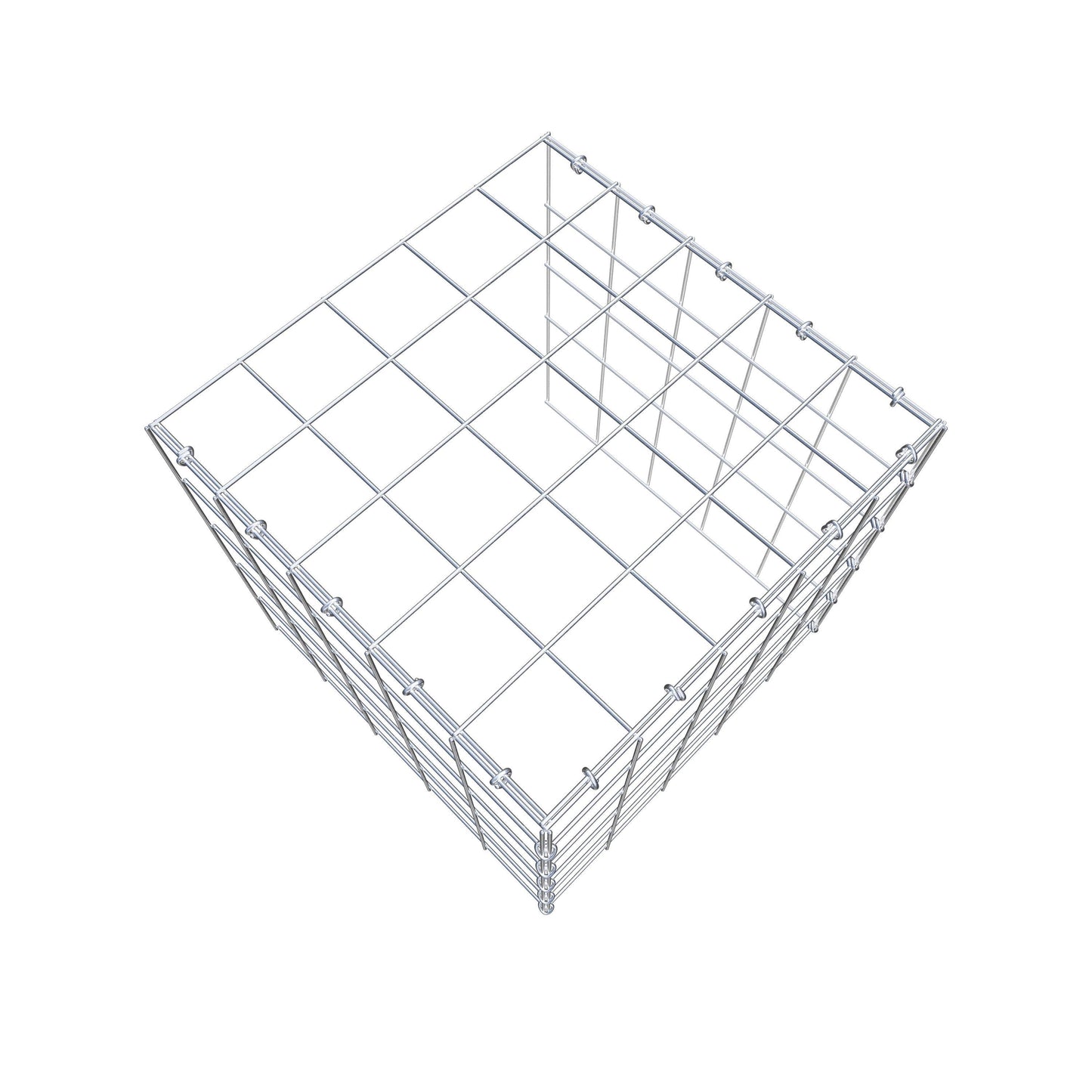 Opbouw schanskorf type 4 50 cm x 50 cm x 50 cm (L x H x D), maaswijdte 10 cm x 10 cm, C-ring