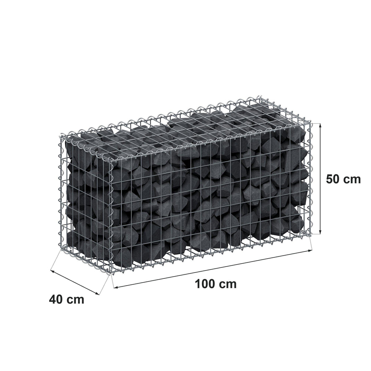 Gabion 100 cm x 50 cm x 40 cm (L x H x D), maskstorlek 5 cm x 10 cm, spiral