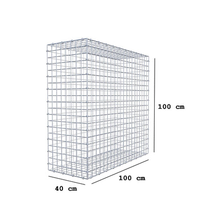 Gabion 100 cm x 100 cm x 40 cm (L x H x D), maskstorlek 5 x 5 cm, spiralring