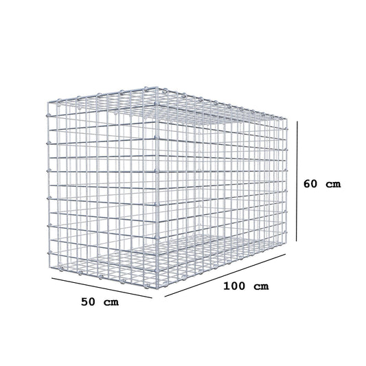 Gabion 100 cm x 60 cm x 50 cm (L x H x D), maskstorlek 5 x 5 cm, spiralring