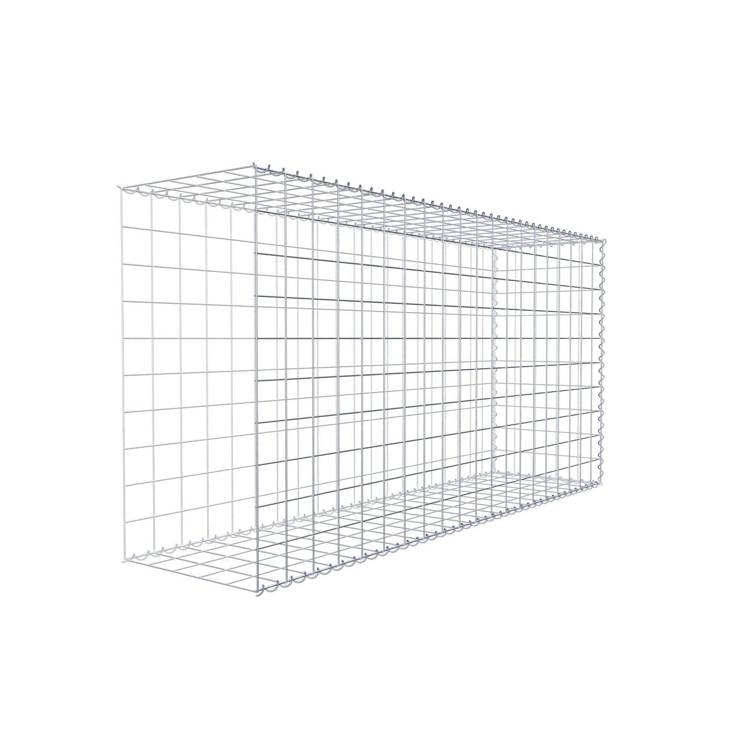 Opbouw schanskorf type 2 200 cm x 100 cm x 50 cm (L x H x D), maaswijdte 10 cm x 10 cm, spiraal