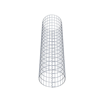 Schanskorfzuil rond 42 cm diameter, 160 cm hoogte, maaswijdte 5 cm x 10 cm