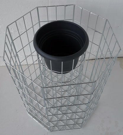 Columna de flor octogonal, altura 62 cm, MW 5 x 10 cm, galvanizada en caliente incl. maceta
