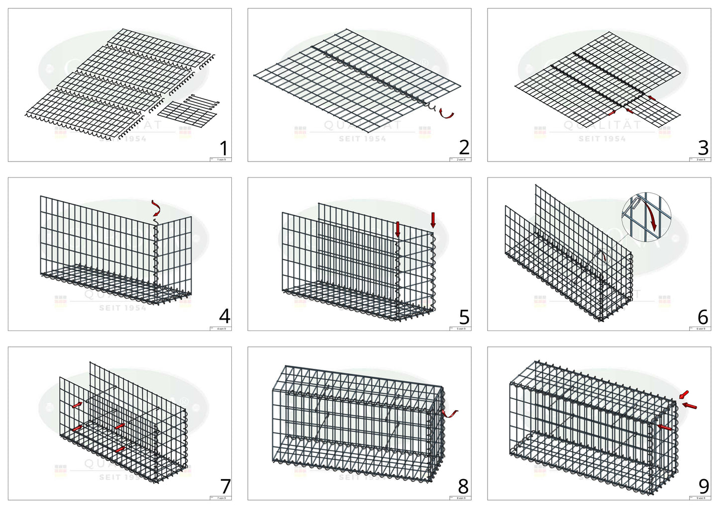 Gabion rapporté type 2 100 cm x 80 cm x 20 cm (L x H x P), mailles 5 cm x 10 cm, spirale
