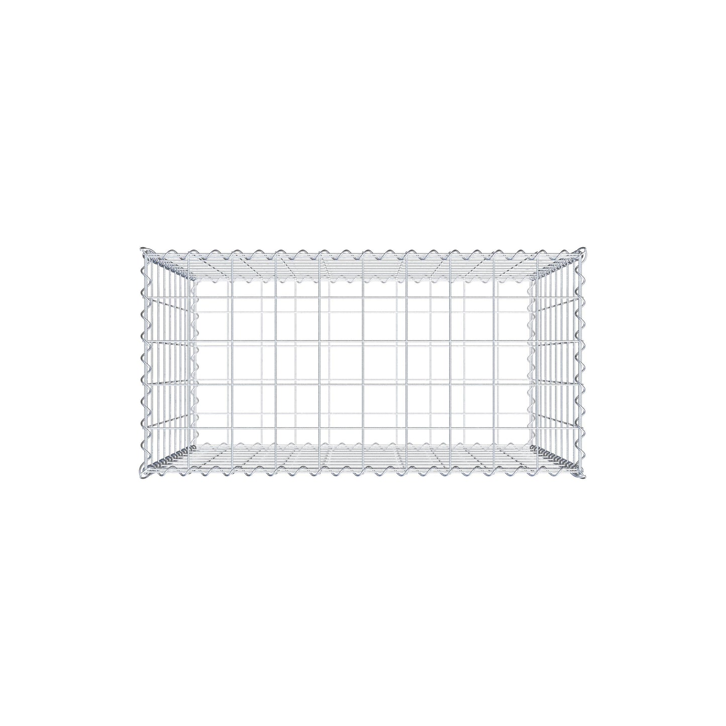 Schanskorf 100 cm x 90 cm x 50 cm (L x H x D), maaswijdte 10 cm x 10 cm, spiraalvormig