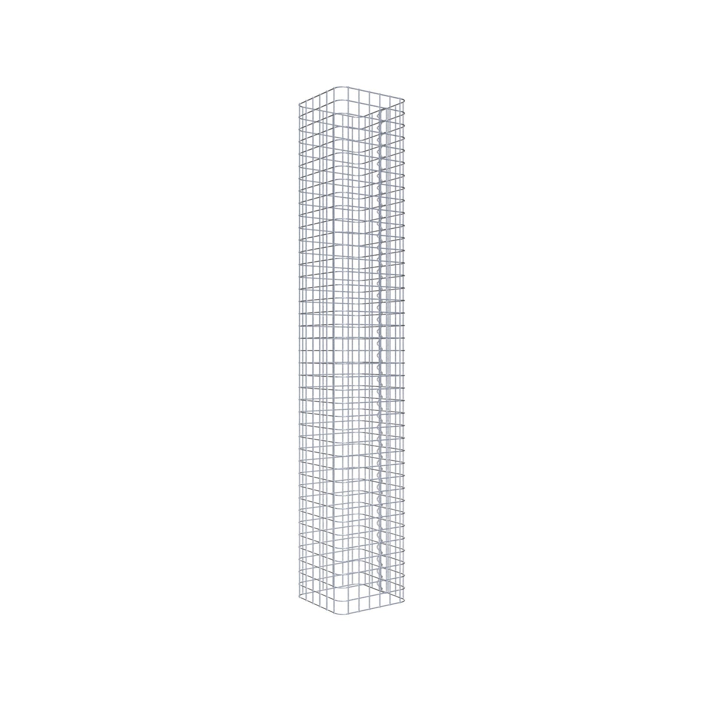Rechthoekige thermisch verzinkte schanskorfzuil, 32 cm x 32 cm, 200 cm hoog, MW 5 cm x 5 cm
