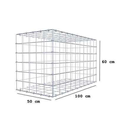 Gabião 100 cm x 60 cm x 50 cm (C x A x P), malhagem 10 x 10 cm, anel espiral