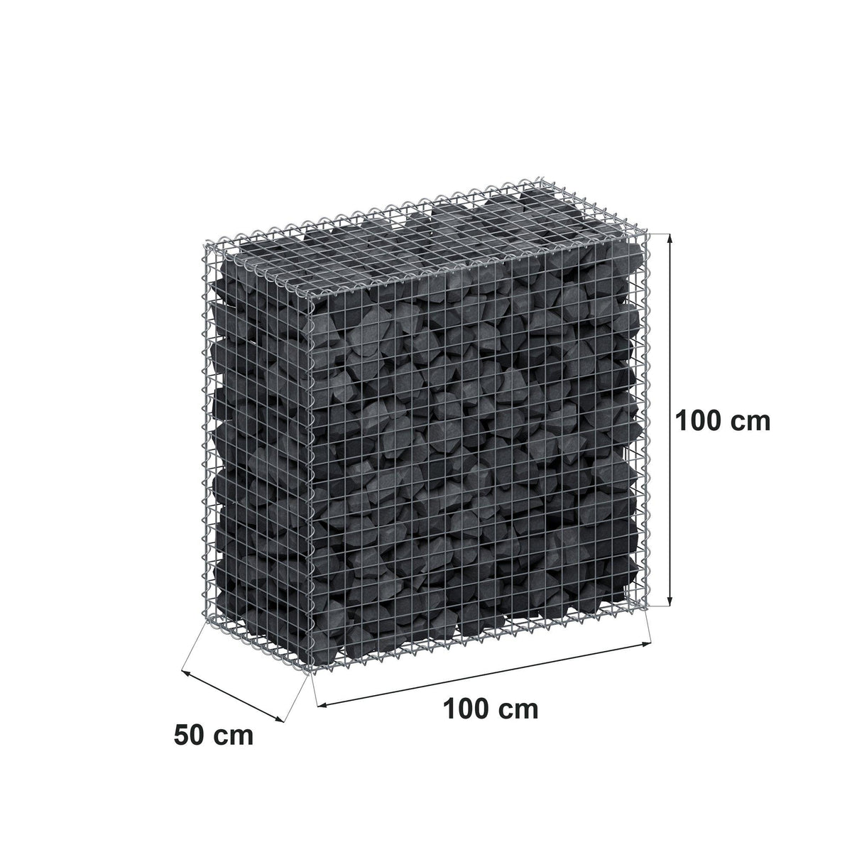 Gabion 100 cm x 100 cm x 50 cm (L x H x P), mailles 5 cm x 5 cm, spirale