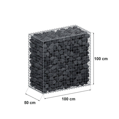 Gabion 100 cm x 100 cm x 50 cm (L x H x P), mailles 5 cm x 5 cm, spirale