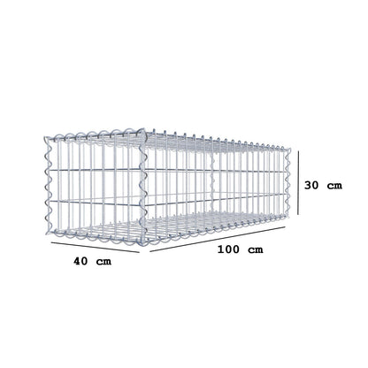 Gabion 100 cm x 30 cm x 40 cm (L x H x P), mailles 5 cm x 10 cm, spirale